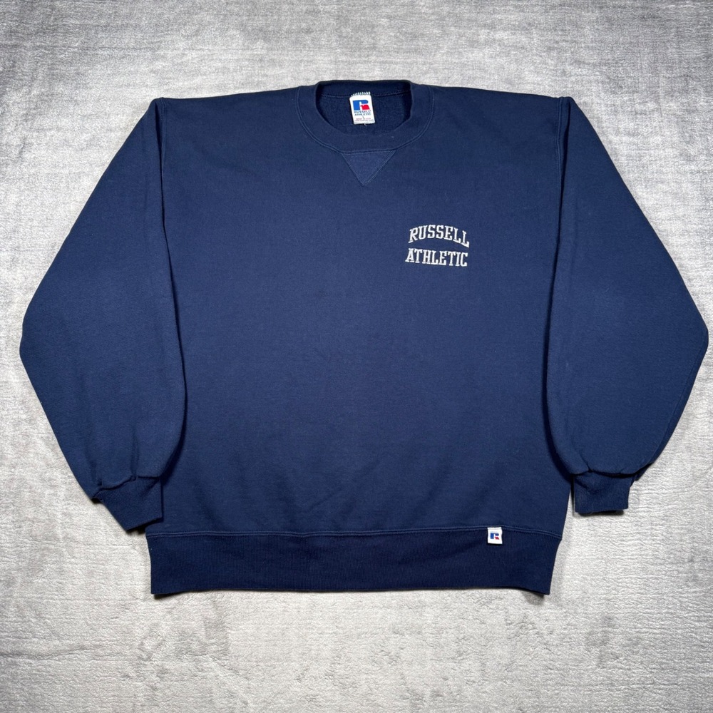Russell Athletic Sweatshirt Mens Large Blue Vintage 90s Made in USA Crewneck